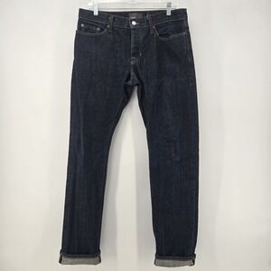 Vince Jeans Selvedge Rhodes Slim Straight 32x32.5 Dry Dark Wash Denim Button Fly